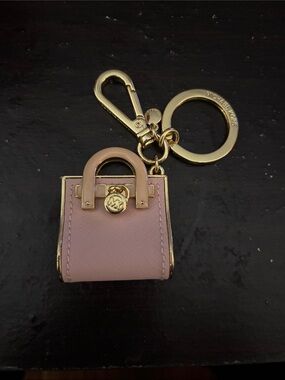 Michael Kors Blush Pink Saffiano Mini Handbag Key Charm with Gold Hardware